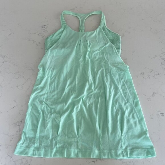 Lululemon Practice Freely Tank Top Polka Dot Mint Green + White Sz 6 - Picture 3 of 10
